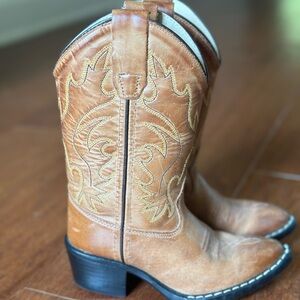 Old West boys leather cowboy boots size 10